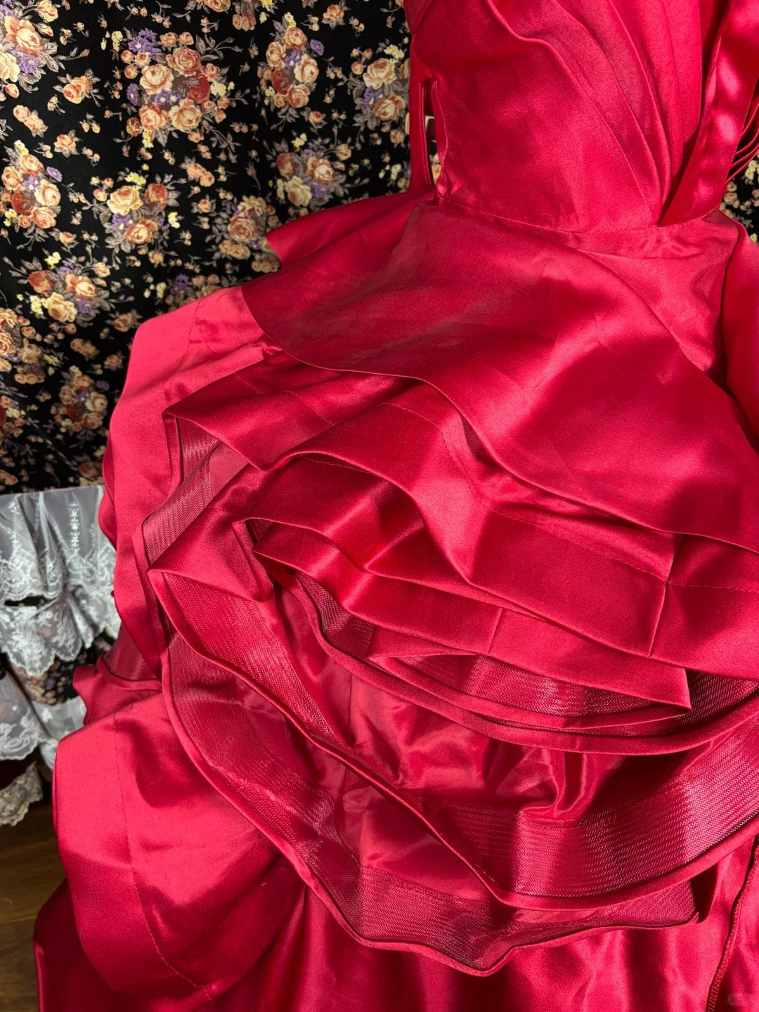 Rotes, langes Satin-Ballkleid-Abendkleid gh4767