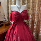 Red Strapless Waist-Cinched Puffy Skirt Prom Gown, Evening Party Dress gh7261
