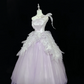 Lavender Strapless Cinched Waist Voluminous Skirt Elegant Romantic Dress, Wedding Gown gh7980