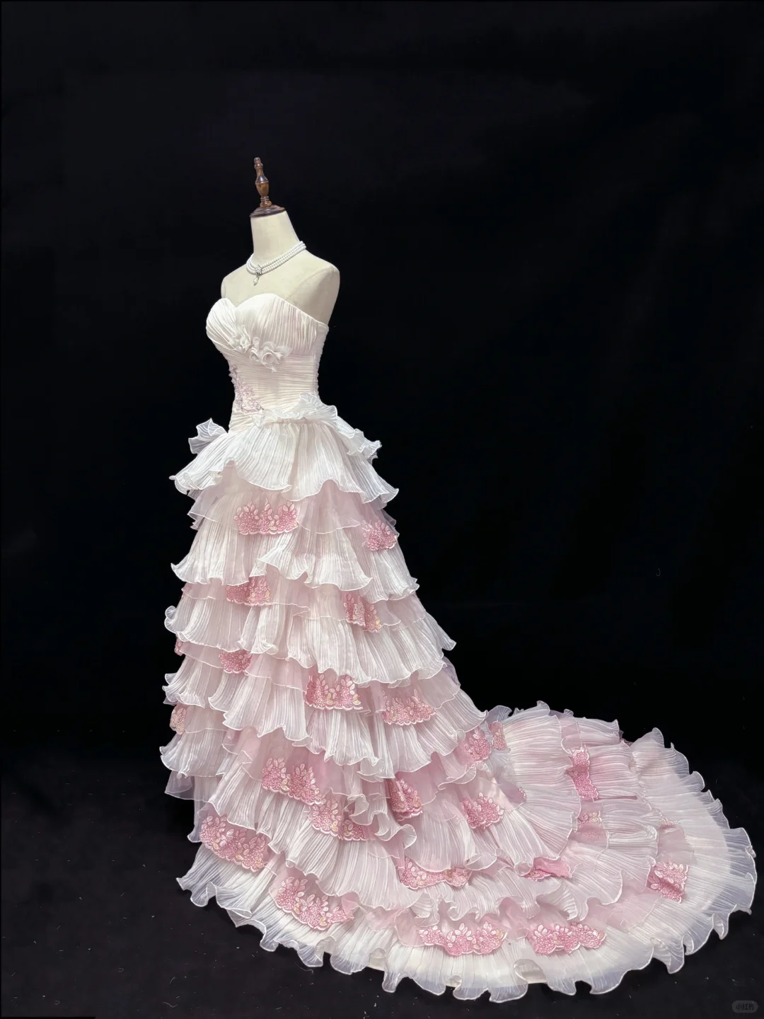 Blush Pink Strapless, Cinched Waist, Slim Fit Long Romantic Dress with Voluminous Tiered Skirt, Wedding Gown gh8076