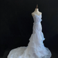 White Strapless Long Romantic Dress, Cinched Waist, Slim Bodycon Fit, Mermaid Skirt, Wedding Gown gh8115