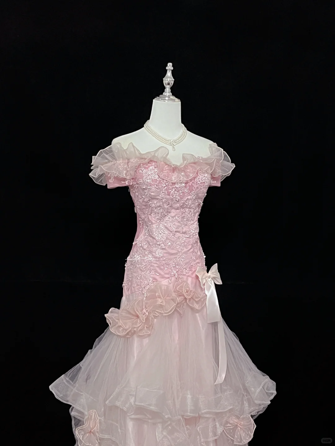 Blush Pink Ruffled Beaded Cinched Waist Mermaid Sexy Long Romantic Dress, Wedding Gown gh7940