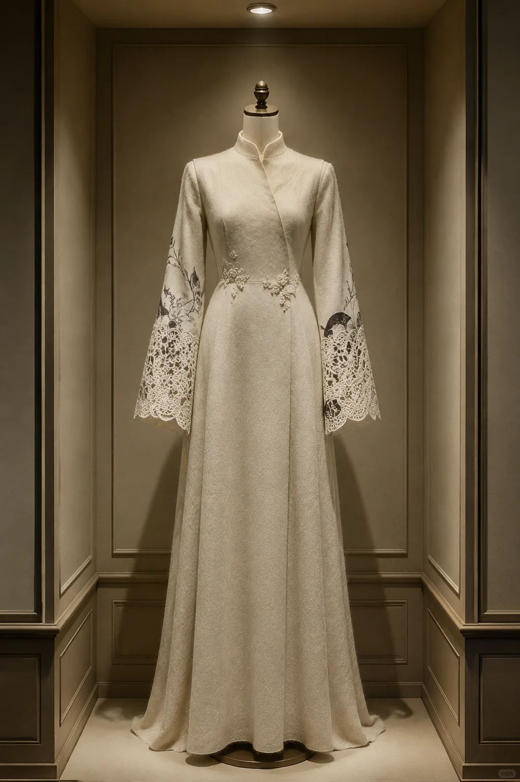 ✨Girlhomeshops-Chinese Wrap Front A-line Bridal Gown with Lace Bell Sleeves gh10360