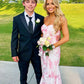 Pink fashion elegant off-shoulder printed floral mermaid slim fit long ruffled ball gown evening dress formal party dress gh2957