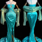 Blue gorgeous exquisite beaded long satin ball gown evening dress party dress gh4498