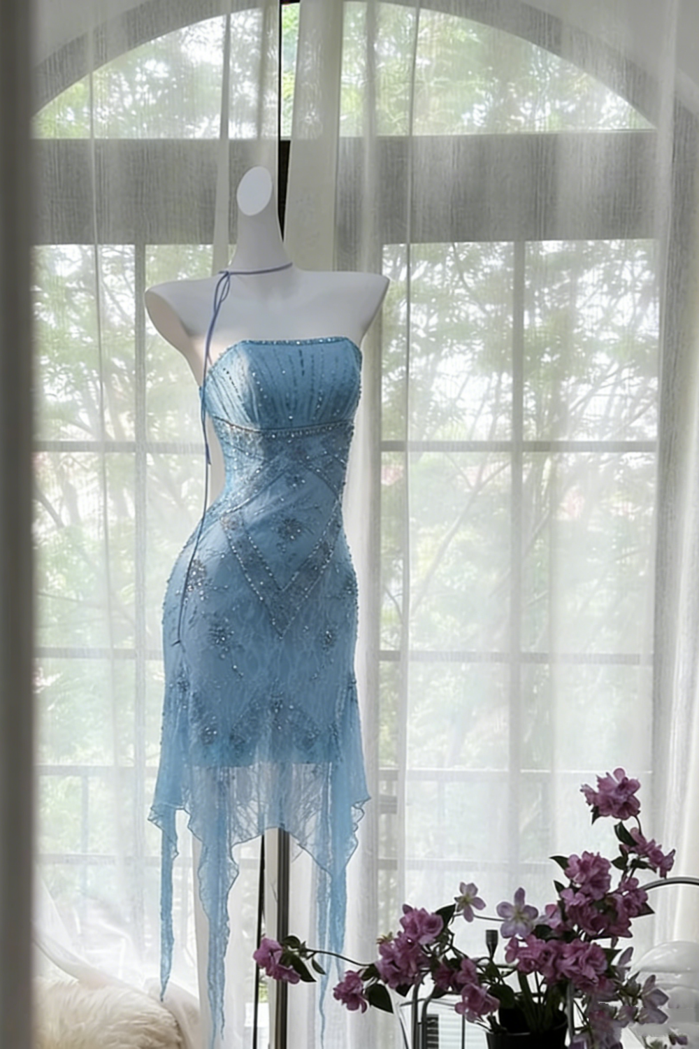Lila, wunderschön, exquisite Perlenspitze, langes Chiffon-Heimkehrkleid, Ballkleid, Abendkleid, Hochzeitspartykleid, Abschlussballkleid, Datumskleid, gh3988