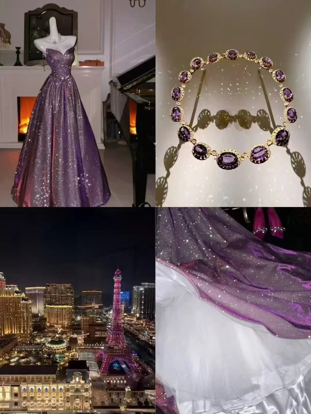 Lila glänzendes, elegantes langes Abschlusskleid/Abendkleid gh6812