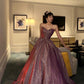 Lila glänzendes, elegantes langes Abschlusskleid/Abendkleid gh6812