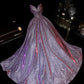 Lila glänzendes, elegantes langes Abschlusskleid/Abendkleid gh6812
