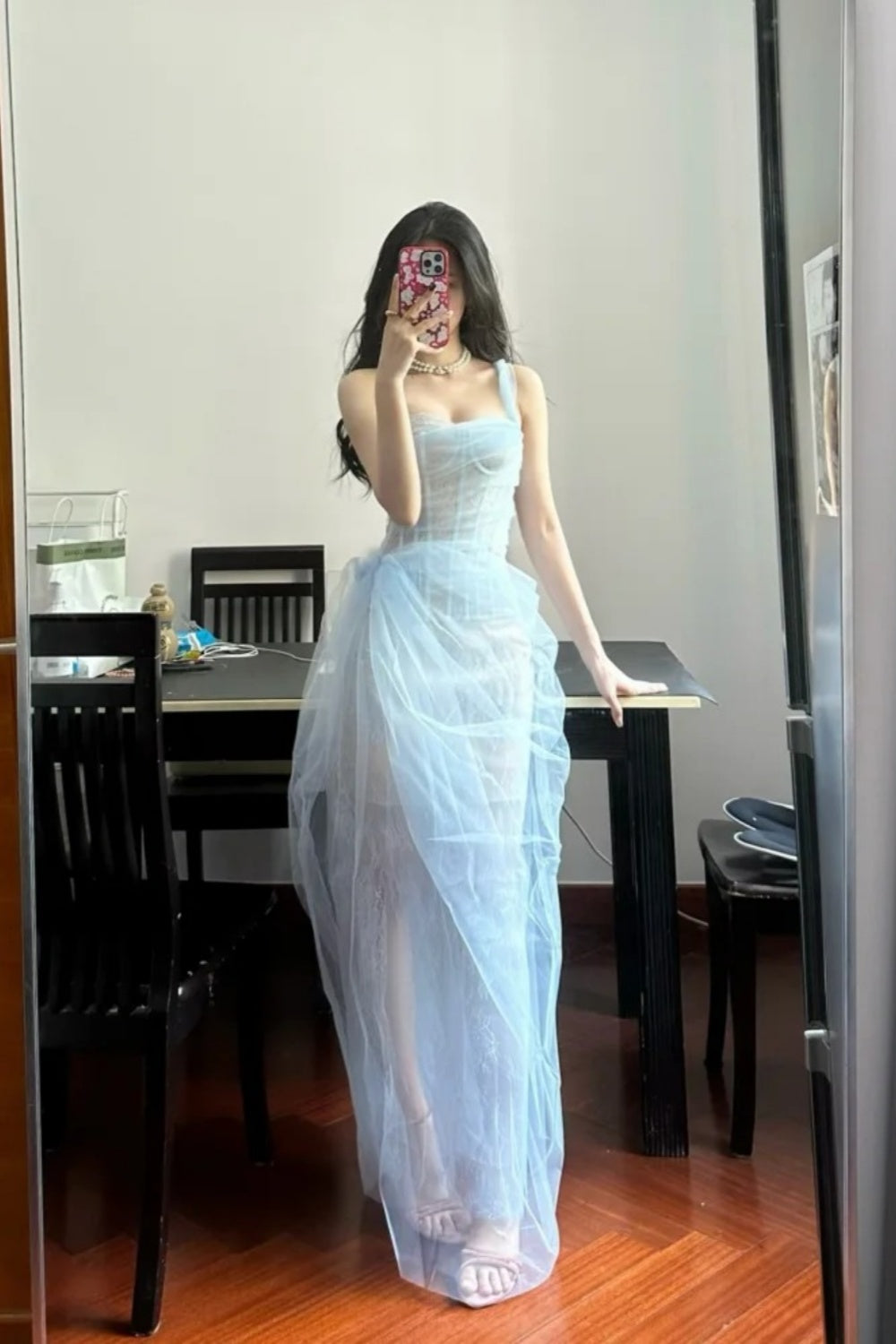 Red long tulle elegant prom dress graduation formal dress gh6633