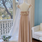 Blush Pink Chiffon Ruffle Lace Flutter Sleeve Gown - Vintage Ethereal Backless Maxi Dress gh6962