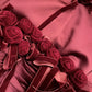 Burgundy Vintage Floral Long Satin Prom Dress Birthday Party Dress Evening Dress gh4412