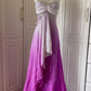 Pink Purple Gradient Fashion Elegant Retro Rhinestone Long Chiffon Ball Gown Evening Dress gh4339