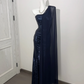 Navy Blue Sequin One-Shoulder Waist-Cinched Elegant Prom Gown, Evening Formal Dress gh7234