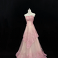 Blush Pink Strapless, Cinched Waist, Slim Fit Sexy Elegant Long Romantic Dress, Wedding Gown gh8049