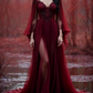 girlhomeshops-Long Sleeves Long Tulle Floor-Length Train Retro Elegant Ball Gown Evening Dress gh5943