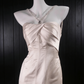 Robe longue sirène sans bretelles à bretelles diamant, couleur champagne, motif floral doux, réf. gh6924