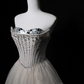 Light Apricot Off-Shoulder Waist-Cinched A-Line Long Evening Dress, Fairy Gown, Romantic Gown gh7464