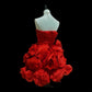 Red Beaded Short Ruffle Satin Homecoming Dress Prom Dress Birthday Dress gh4634