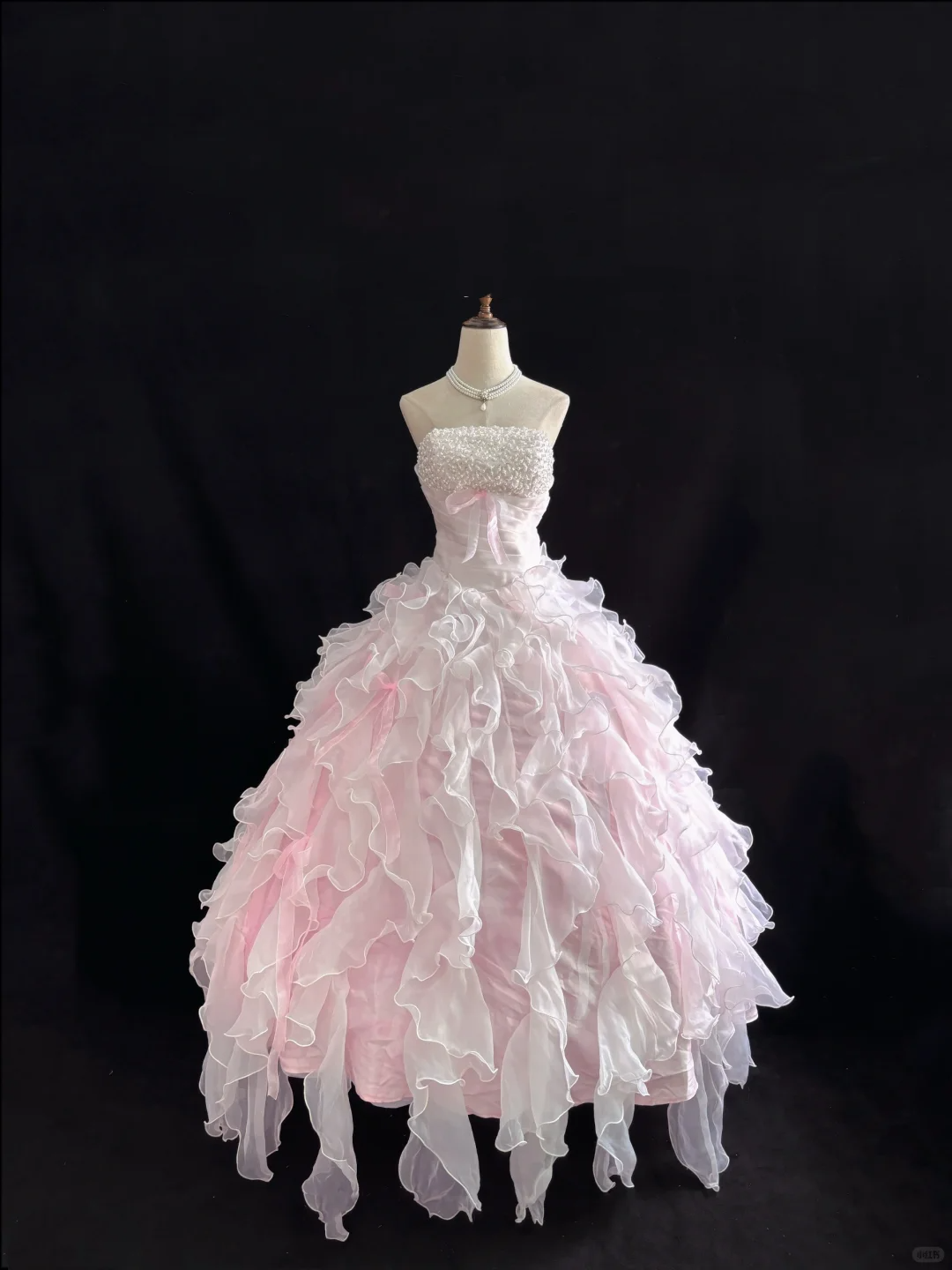 Light Pink Strapless Beaded Vintage Luxury Cinched Waist Voluminous Princess Skirt Long Romantic Dress, Wedding Gown gh8089