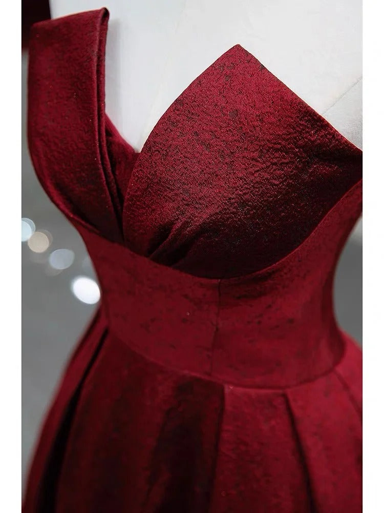 Schönes, charmantes, rotes, modisches, schlichtes, elegantes, langes, bodenlanges Satin-Ballkleid, Abendkleid, Ballkleid gh3725