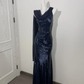 Navy Blue Sequin One-Shoulder Waist-Cinched Elegant Prom Gown, Evening Formal Dress gh7234
