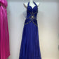 Robe de soirée longue en satin bleu avec strass, élégante et tendance, robe de bal, robe de fête d'anniversaire, gh4946