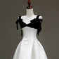 Girlhomeshops -Black elegant classic Hepburn style long satin prom dress evening dress party dress gh5121