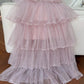 Light Pink/Blue Chiffon Rhinestone Strapless Cake Layered Ruffles Elegant Sweet Long Party Dress Prom Dress Evening Dress gh4760