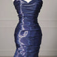 Robe de soirée sirène longue en satin bleu élégant, coupe sirène, longueur au sol, gh4200