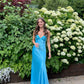 Blue Beaded Sequined Long Evening Gown Prom Dress Party Dress gh3040