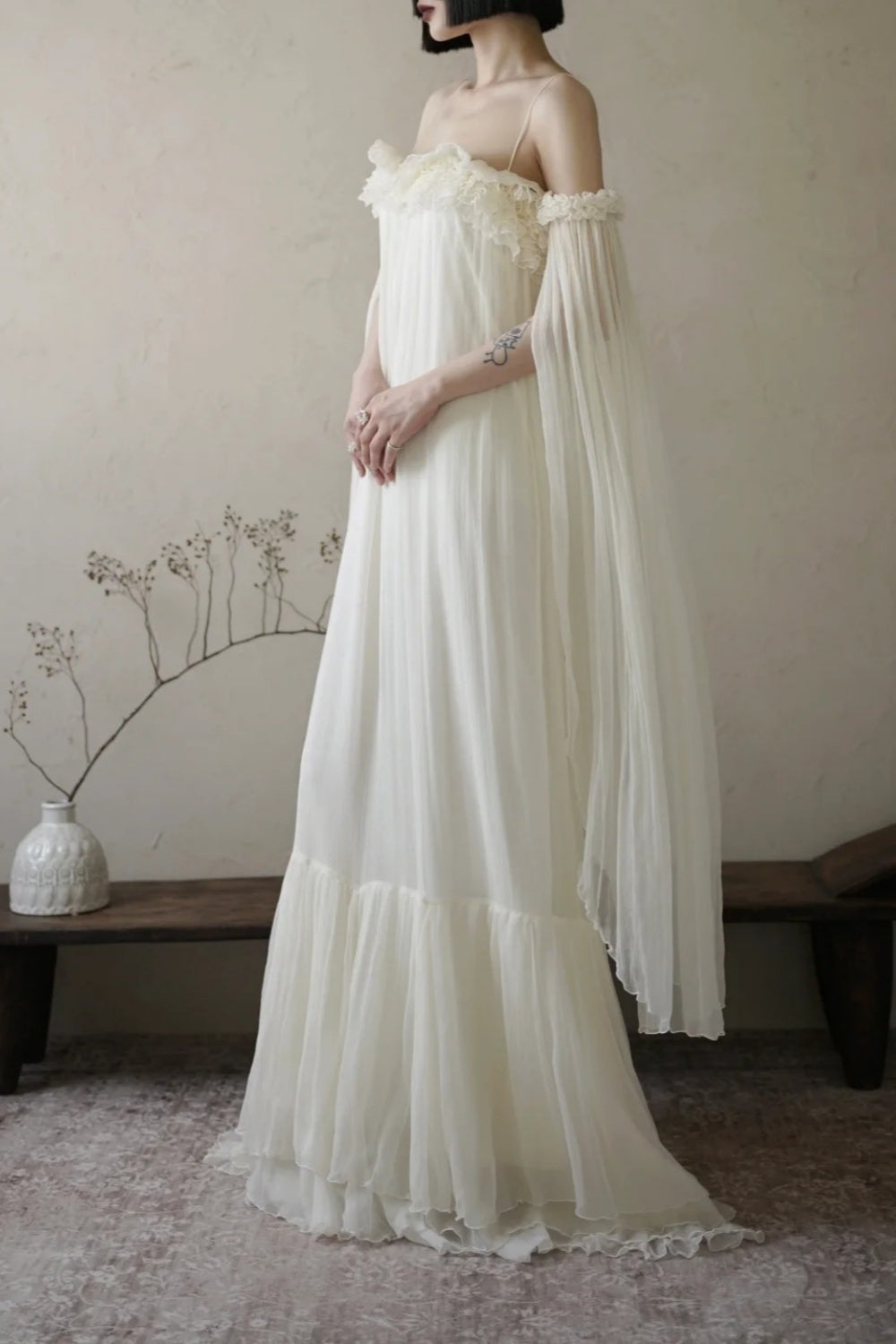 girlhomeshops--White fairy dress long chiffon dress gh5735