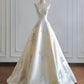 Girlhomeshops--White exquisite beaded long satin prom wedding dress gh5482