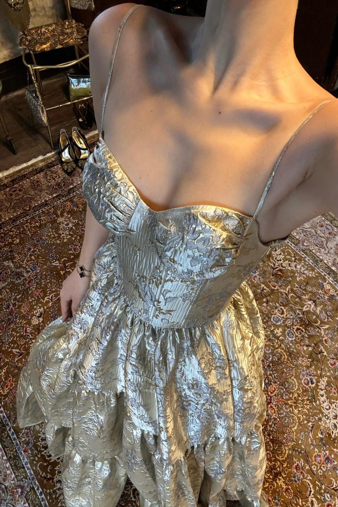 Vergoldetes, elegantes, modisches Vintage-Kleid mit langem Satin-Ballkleid, Abendkleid für Hochzeitsgäste, Partykleid, Brautjungfernkleid, Abschlussballkleid, gh3993