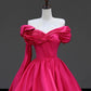 Girlhomeshops -Pink elegant long satin prom dress evening dress party dress gh5122