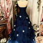 Robe de soirée longue en tulle violet, rose, bleu, dégradé, mode rétro, élégante, délicate, florale, perles, douce et élégante, longueur au sol, gh4156