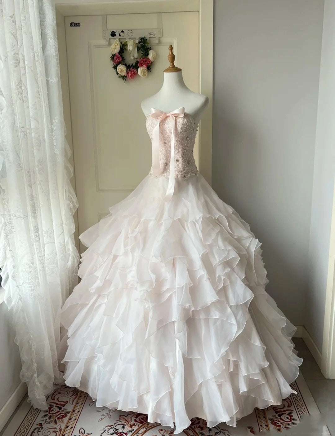 Rosa Süße Elegante Lange Tüll Ballkleid Abendkleid Party Kleid Erwachsene Zeremonie Kleid gh4275