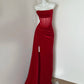 Burgund/Rot Mode Samt Lange Ballkleid Abendkleid Partykleid gh4833