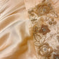 Robe de soirée longue en satin à bretelles couleur champagne, ornements de perles exquis, gh4510