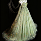 girlhomeshops-Grünes, zartes Ballkleid aus Tüll mit Blumenmuster gh6285