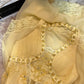 Robe de soirée longue en mousseline de soie, élégante et perlée, jaune, gh4467