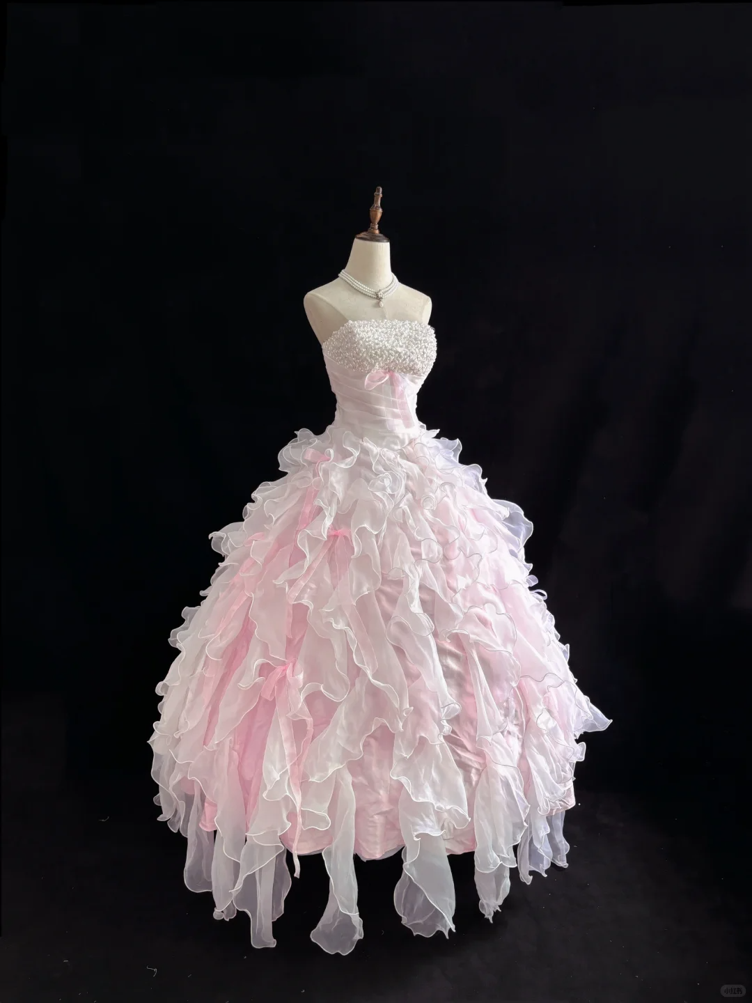 Light Pink Strapless Beaded Vintage Luxury Cinched Waist Voluminous Princess Skirt Long Romantic Dress, Wedding Gown gh8089