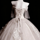 Luxuriöses, bodenlanges Ballkleid im Court-Stil aus Satin und Tüll mit schulterfreiem Ausschnitt, Perlenstickerei und Schleppe – Hochzeits- und Verlobungskleid gh6494