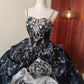 Girlhomeshops - Schwarz-weiße Quinceanera-Kleider, wunderschönes, langes, mit Perlen besetztes schwarzes Schwanenkleid aus Tüll, Ballkleider, Prinzessinnenkleid für Erwachsene, Kleid für 16-Jährige gh5291