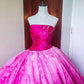 Girlhomeshops - Robe de bal longue en tulle rose à perles et ombré, longueur au sol, gh5301