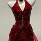 Ölgemälde Retro rot Fischschwanz feinen Glitzer Tüll Galaxie fließenden Ballkleid Abendkleid gh4327