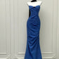 💙Blaues Tube-Top-Kleid, Retro-High-End-Ballkleid mit schwarzer Schleife, Abendkleid gh4328