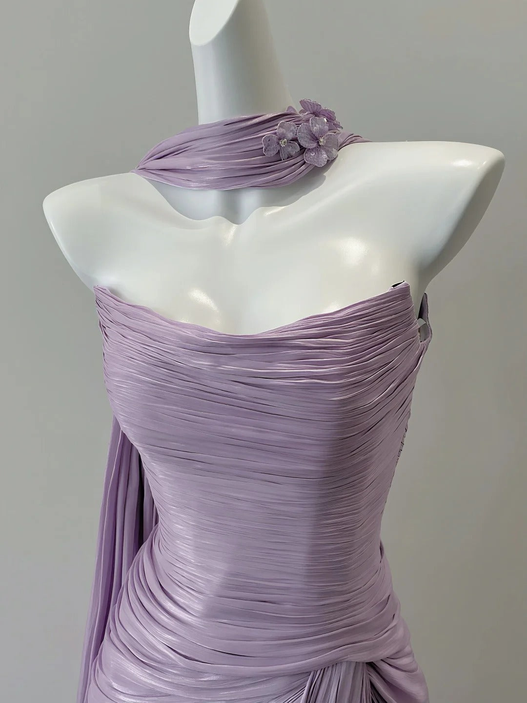 Robe de soirée en satin violet doux et élégant, robe de bal, gh4331