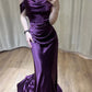 Lila Schöne Elegante Satin Lange Schlanke Bodenlangen Ballkleid Abendkleid Ballkleid gh4203