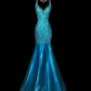 Robe de soirée élégante à col en V et motif floral, style sirène, longue, en satin, longueur au sol, robe de bal, gh3818